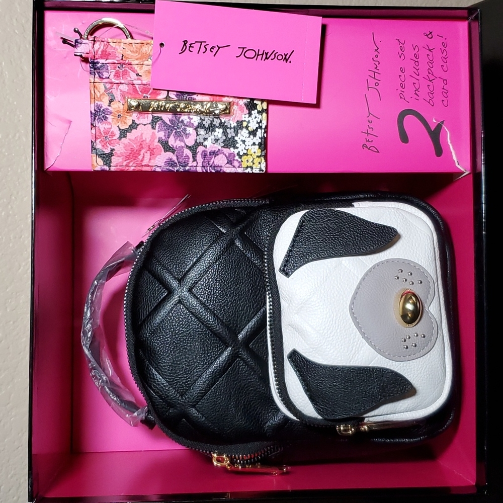 Betsey Johnson Mini Backpack + Credit Card Holder Set